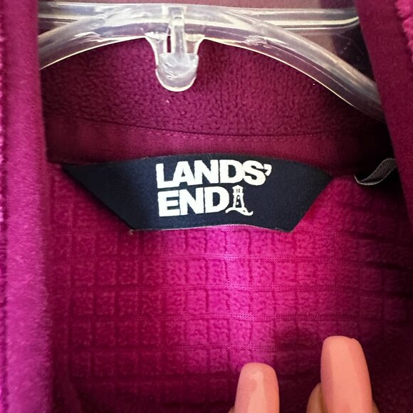 Lands End vest sz 1X Grid Fleece Pink Magenta Full Zip Waffle Knit Outdoor - Picture 3 of 6